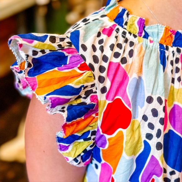 THML Multicolor Ruffle Sleeve Blouse - Picture 2 of 7